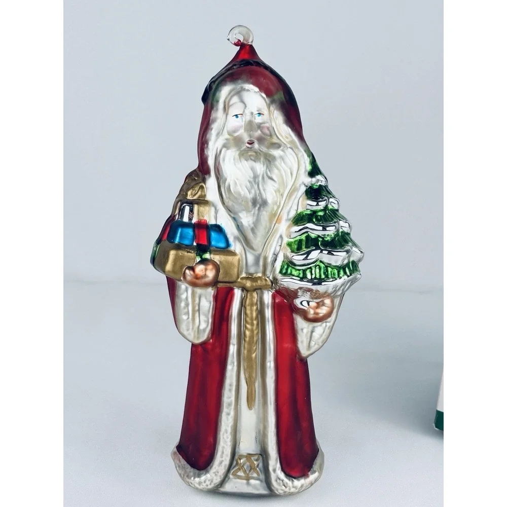 Kurt Adler Santa's World With Gifts & Tree Mercury Glass Christmas Ornament VTG